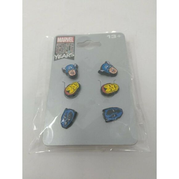 3 Pair Marvel Comics Avengers Iron Man Captain America Black Panther 80 Years - Picture 1 of 5